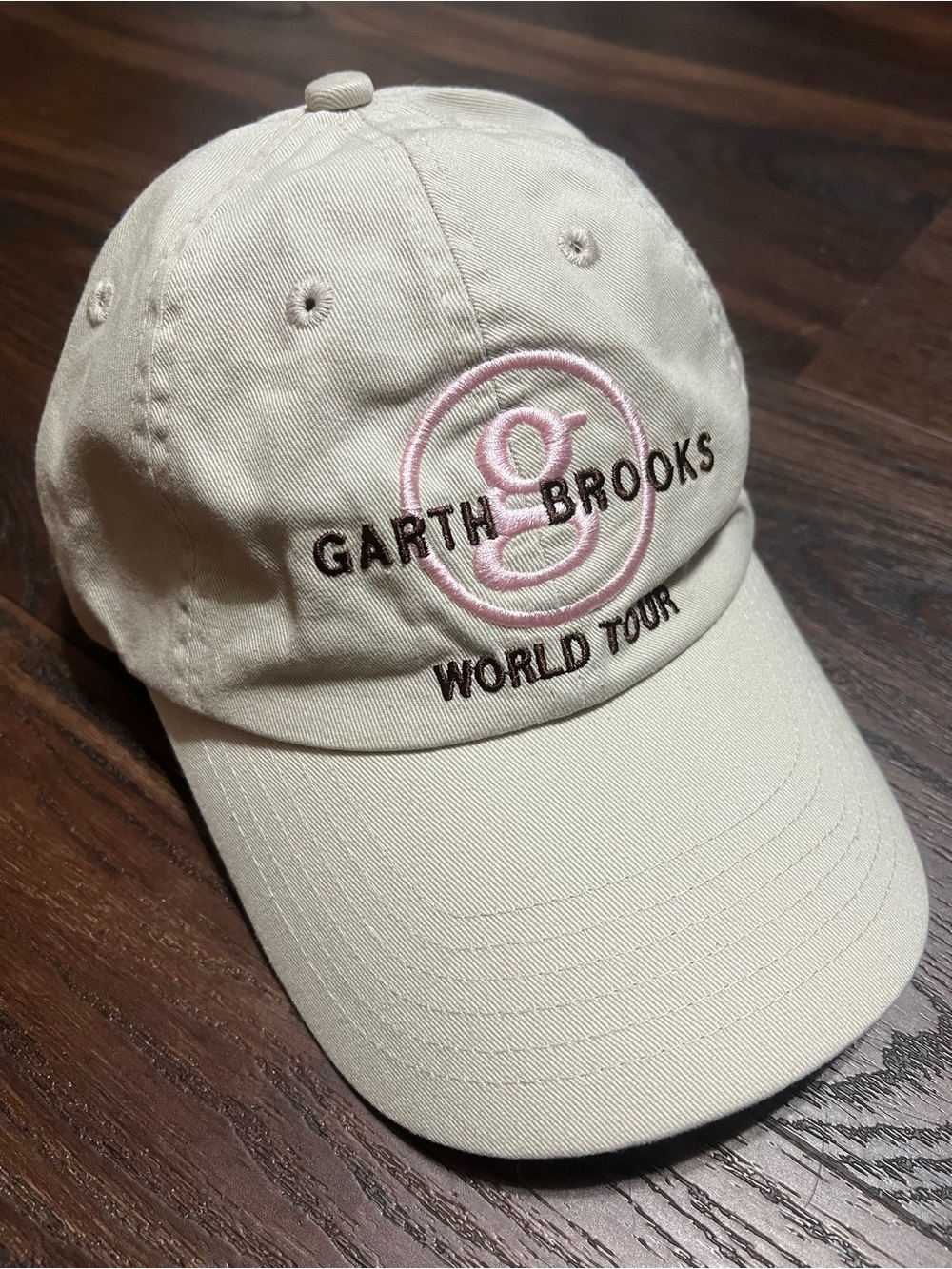 Garth Brooks World Tour Women’s Baseball Hat Adjustable Strapback Cap Tan Pink